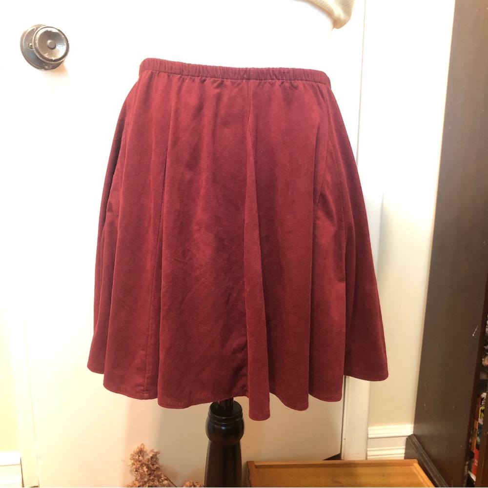 Brandy Melville burgundy circle faux suede skirt